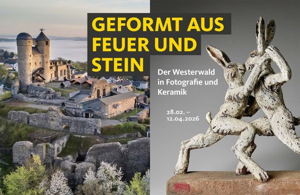 Titelbild der Ausstellung - Geformt aus Feuer und Stein – Der Westerwald in Fotografie und Keramik